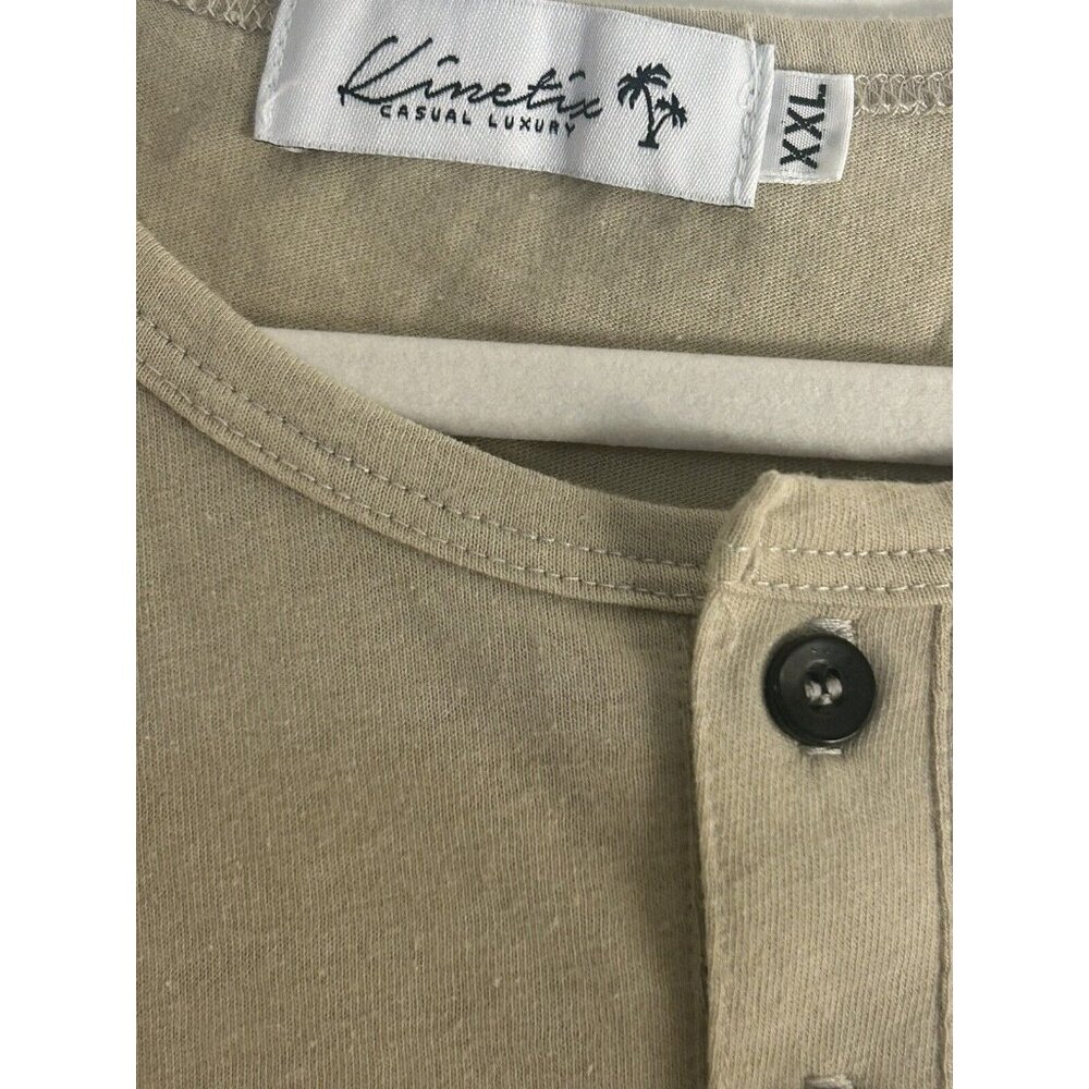 Kinetix Men's Oatmeal/Beige Heather Short Sleeve Henley T-Shirt XXL NEW W/TAGS - Picture 3 of 6